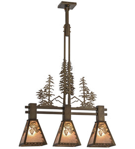 30"L Winter Pine Tall Pines 3 Lt Rustic Island Pendant