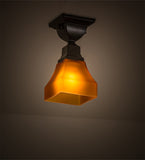 5"Sq Bungalow Frosted Amber Flushmount