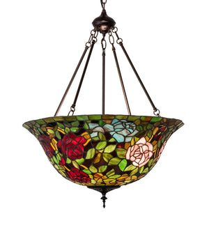 24"W Tiffany Rosebush Inverted Pendant