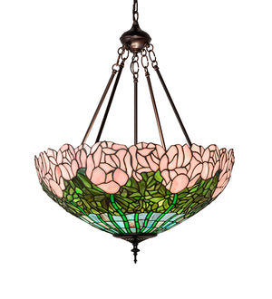 22"W Cabbage Rose Inverted Pendant