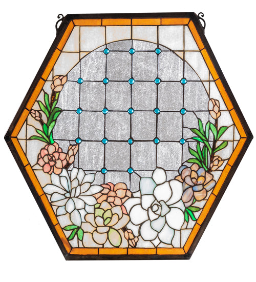glass window succulent 20"W X 20"H Succulent Window-Add Charming Focal Point. – Smashing Stained Glass & Lighting