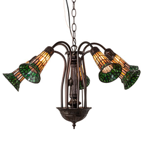 24"W Tiffany Pond Lily 7 Lt Chandelier