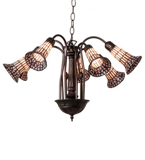 26"W Tiffany Pond Lily 7 Lt Chandelier
