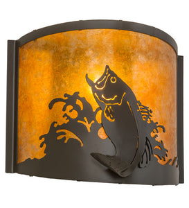 12"W Leaping Bass Wall Sconce