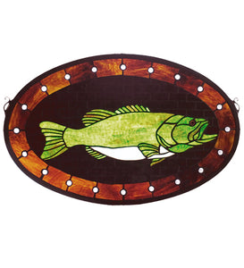22"W X 14"H Bass Plaque Stained Glass Window