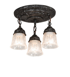 12"W Summer Wheat 3 Light Semi-Flushmount