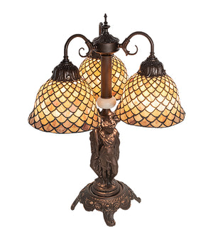 23"H Tiffany Fishscale 3 Lt Table Lamp