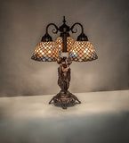 23"H Tiffany Fishscale 3 Lt Table Lamp