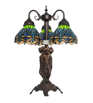 23"H Tiffany Hanginghead Dragonfly 3 Lt Table Lamp