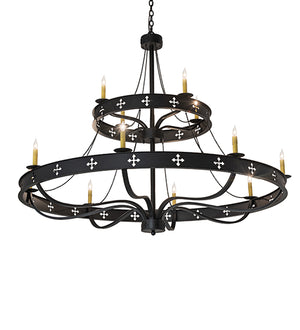 60"W Byzantine 12 Lt Two Tier Chandelier