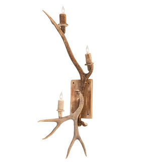 12"W Antlers Elk & Mule Deer 3 Lt Wall Sconce