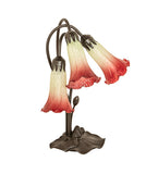 16"H Seafoam/Cranberry Pond Lily 3 Lt Table Lamp