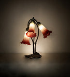 16"H Seafoam/Cranberry Pond Lily 3 Lt Table Lamp