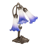 16"H Blue/White Pond Lily Tiffany Pond Lily 3 Lt Accent Lamp