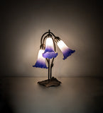 16"H Blue/White Pond Lily Tiffany Pond Lily 3 Lt Accent Lamp