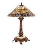 23"H Tiffany Jeweled Peacock Table Lamp