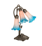 16"H Pink/Blue Pond Lily 3 Lt Table Lamp