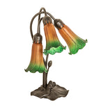 16"H Amber/Green Pond Lily 3 Lt Table Lamp