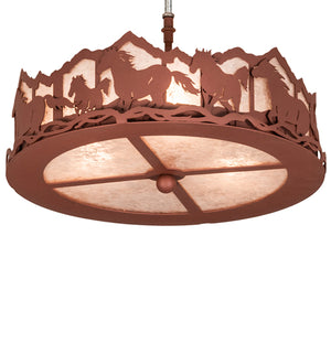 16"W Running Horses Fan Light Fixture