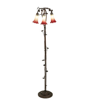 58"H Seafoam/Cranberry Pond Lily 3 Lt Floor Lamp