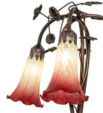 58"H Seafoam/Cranberry Pond Lily 3 Lt Floor Lamp