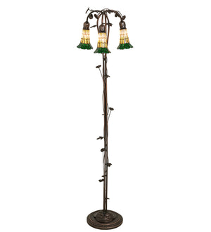 58"H Stained Glass Pond Lily 3 Lt Floor Lamp