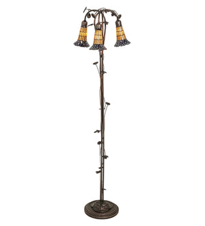 58"H Stained Glass Pond Lily 3 Lt Floor Lamp