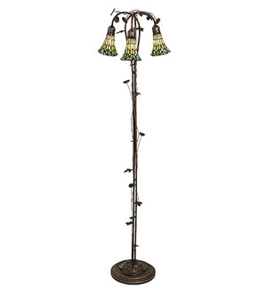 58"H Stained Glass Pond Lily 3 Lt Floor Lamp