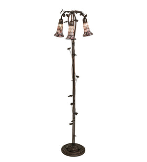 58"H Stained Glass Pond Lily 3 Lt Floor Lamp