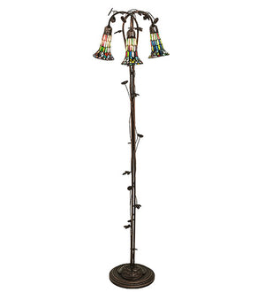 58"H Stained Glass Pond Lily 3 Lt Floor Lamp