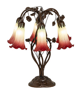 18"H Seafoam/Cranberry Pond Lily 6 Lt Table Lamp