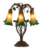 18"H Amber/Green Pond Lily 6 Lt Table Lamp