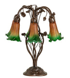 18"H Amber/Green Pond Lily 6 Lt Table Lamp