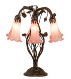 18"H Pink Pond Lily 6 Lt Table Lamp