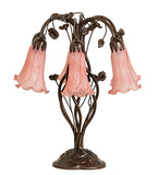 18"H Pink Pond Lily 6 Lt Table Lamp