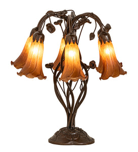 18"H Amber Pond Lily 6 Lt Table Lamp