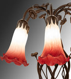 18"H Red/White Pond Lily 6 Lt Table Lamp