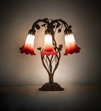 18"H Red/White Pond Lily 6 Lt Table Lamp