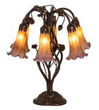 18"H Amber/Purple Pond Lily 6 Lt Table Lamp