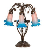 18"H Pink/Blue Pond Lily 6 Lt Table Lamp