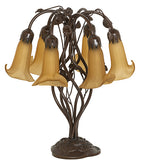 19"H Amber Tiffany Pond Lily 6 Lt Table Lamp