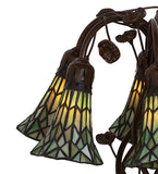 19"H Stained Glass Green Pond Lily 6 Lt Table Lamp