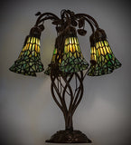 19"H Stained Glass Green Pond Lily 6 Lt Table Lamp