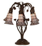 19"H Stained Glass Pink Pond Lily Table Lamp