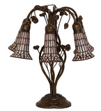 19"H Stained Glass Pink Pond Lily Table Lamp