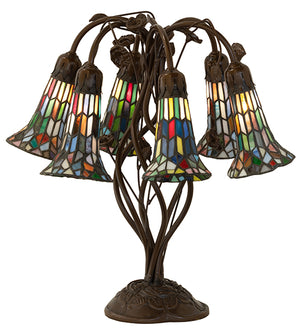 19"H Stained Glass Pond Lily 6 Lt Table Lamp