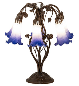 19"H Blue/White Pond Lily 6 Lt Table Lamp