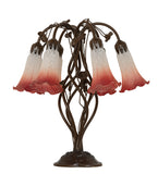 19"H Pink/White Tiffany Pond Lily 6 Lt Table Lamp