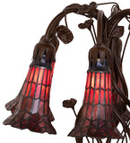 19"H Red Pond Lily Stained Glass 6 Lt Table Lamp