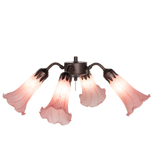 19"W Pink Tiffany Pond Lily 4 Lt Fan Light